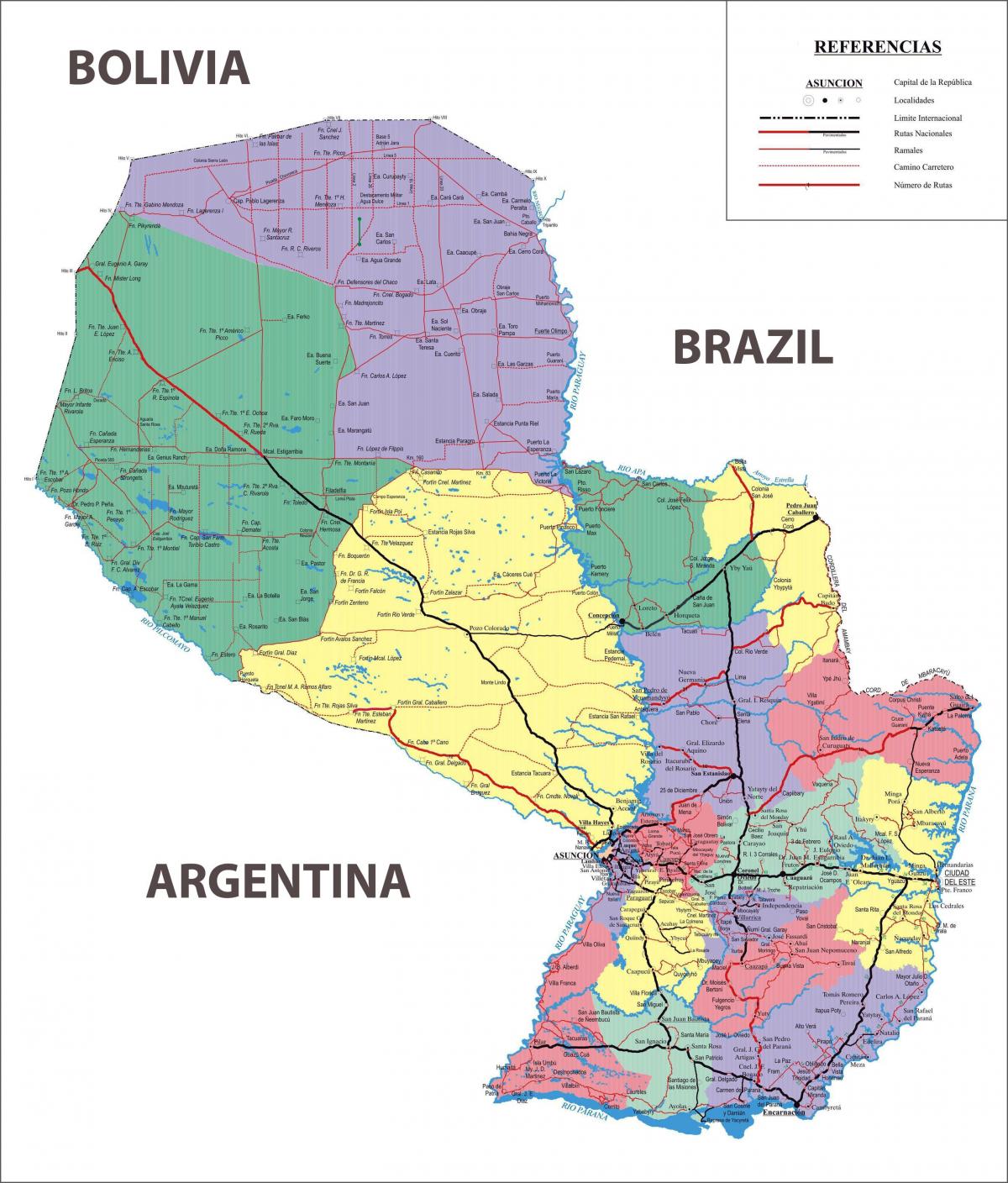 the map of Paraguay