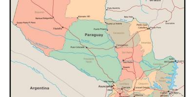 Map of Paraguay with cities