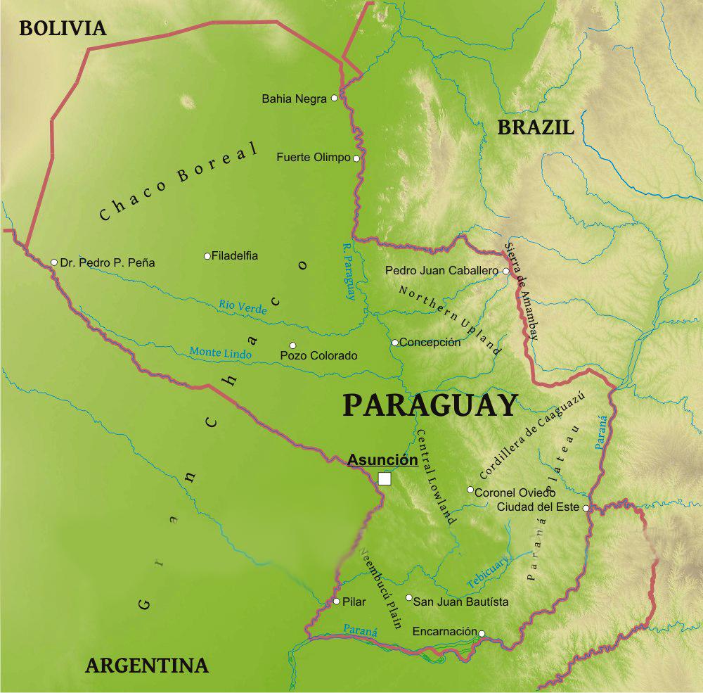 Paraguay Geography Map Map Of Paraguay Geography South America Americas 4913